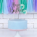 Cake Topper - Happy Birthday - Silber